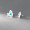 MODIAN Genuine 925 Sterling Silver Cute Layering Heart Stud Earrings For Women 4 Color Delicate Enamel Ear Studs Fine Jewelry