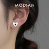 MODIAN Genuine 925 Sterling Silver Cute Layering Heart Stud Earrings For Women 4 Color Delicate Enamel Ear Studs Fine Jewelry