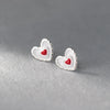 MODIAN Genuine 925 Sterling Silver Cute Layering Heart Stud Earrings For Women 4 Color Delicate Enamel Ear Studs Fine Jewelry
