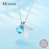 MODIAN 925 Sterling Silver Necklace Pendants Jewelry For Women With Chain Luxurious Mermai Crystal Stone Accessories
