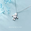 MODIAN Link Chain Necklace for Women Pure 925 Sterling Silver Dazzling Zircon Hearts Cute Robot Pendant Necklace Fine Jewelry