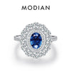 MODIAN Luxury 925 Sterling Silver Sparkling Oval Zirconia Charm Ring Classic Cocktail Party Jewelry For Women Gift