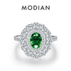 MODIAN Luxury 925 Sterling Silver Sparkling Oval Zirconia Charm Ring Classic Cocktail Party Jewelry For Women Gift
