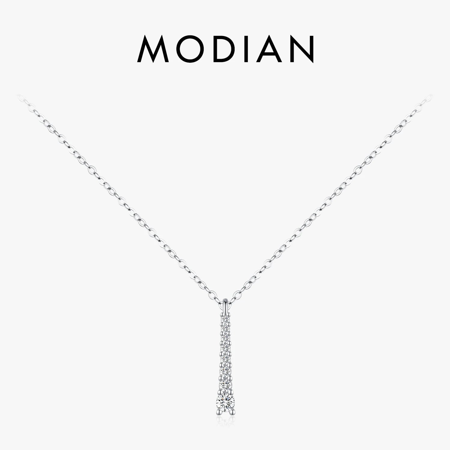 MODIAN Minimalist D Color Moissanite Necklace Prong Setting Lab Diamond For Women 925 Sterling Silver Pendant Necklace Jewelry
