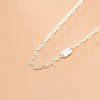MODIAN Minimalist Oval Pendant Necklace for Women 925 Sterling Silver Geometric Link Chain Necklace Fine Jewelry Accessories