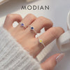 MODIAN New Design 925 Sterling Silver link Chain Colorful Stars Heart Adjustable Ring Party Fine Jewelry For Women Gift