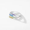 MODIAN New Design Pure 925 Sterling Silver Rainbow Color Enamel Strip Finger Ring Simple Geometric Ring For Women Fine Jewelry