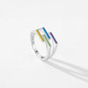 MODIAN New Design Pure 925 Sterling Silver Rainbow Color Enamel Strip Finger Ring Simple Geometric Ring For Women Fine Jewelry