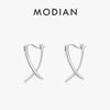 MODIAN Pure 925 Sterling Silver Simple Cross Line Ear Buckles Sense Of Design Hoop Earrings For Women Fine Jewelry