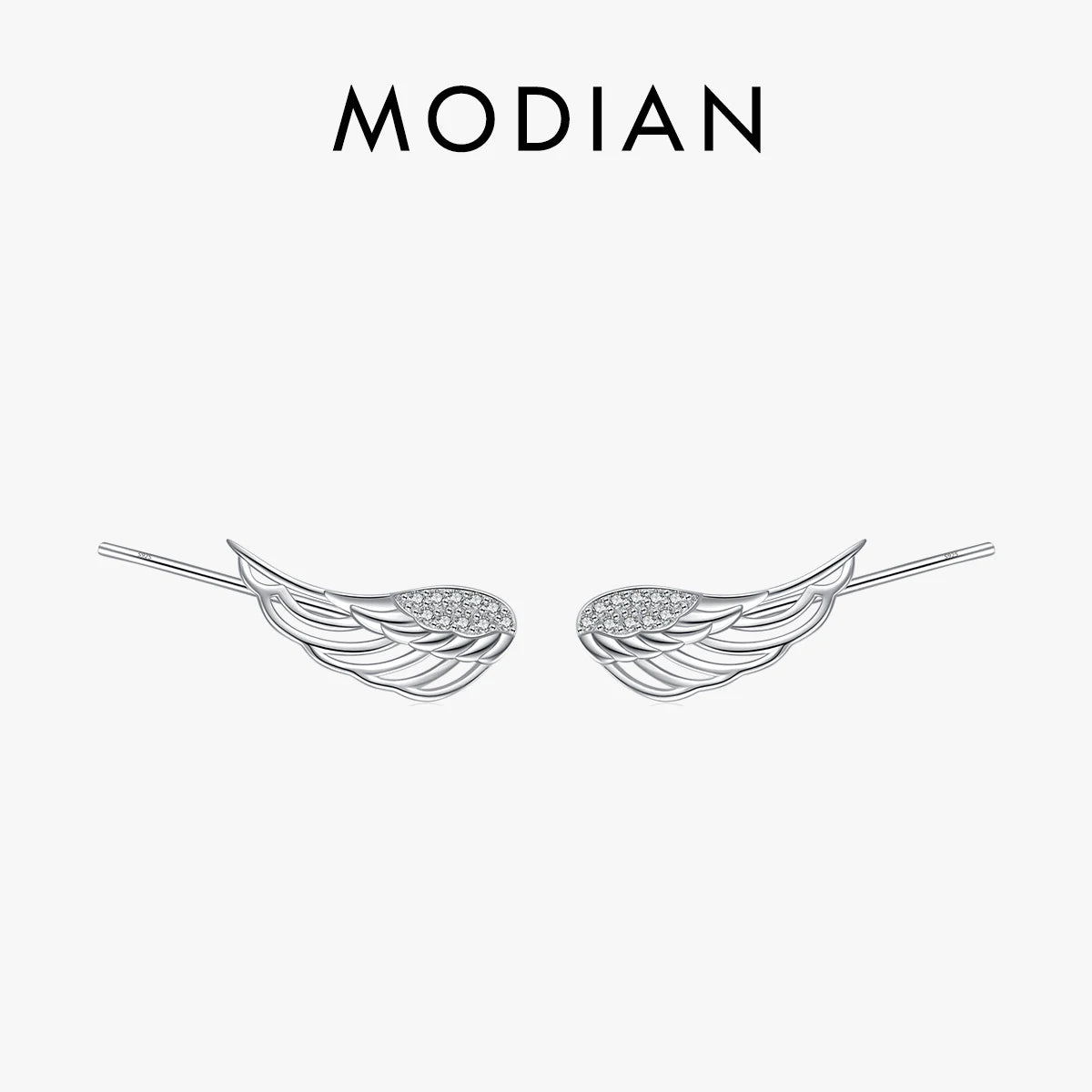 MODIAN Real 925 Sterling Silver Angel Wings Simple Stud Earrings Trendy Earrings For Women Birthday Anniversary Jewelry Gift