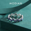 MODIAN Real 925 Sterling Silver Art Design Blue Eyes Stackable Finger Ring For Women Fine Party Jewelry Accessories