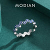 MODIAN Real 925 Sterling Silver Art Design Blue Eyes Stackable Finger Ring For Women Fine Party Jewelry Accessories