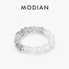 MODIAN Real 925 Sterling Silver Baroque Natural Pearl Ring Trendy Geometric Adjustable Rings For Women Girls Party Fine Jewelry