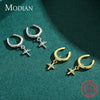 MODIAN Real 925 Sterling Silver Elegant Simple Cross Clip Earrings Swing Party Ear Cuff For Women Statement Fine Jewelry