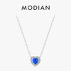 MODIAN Real 925 Sterling Silver Exquisite Blue Opal Heart Pendant Necklace For Women Fine Jewelry Romantic Anniversary Gifts