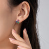 MODIAN Real 925 Sterling Silver Colorful Cubic Zirconia  Ear Studs Delicate Flower Stud Earrings For Women Fine Jewelry