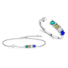 MODIAN Real 925 Sterling Silver Romantic Heart Rainbow Color Crystal Rings Bracelet Bangle Jewelry Sets For Women Fine Jewelry