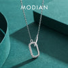 MODIAN Romantic Lock Design Sparkling Clear CZ Necklace 925 Sterling Silver Chain Necklace For Women Fine Jewelry Wedding Gift