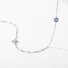 MODIAN Simple Cross Beads Necklace Real 925 Sterling Silver Blue Zirconia Eye Link Chain Necklaces For Women Party Fine Jewelry