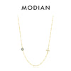 MODIAN Simple Cross Beads Necklace Real 925 Sterling Silver Blue Zirconia Eye Link Chain Necklaces For Women Party Fine Jewelry