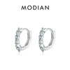 MODIAN Solid 925 Sterling Silver Circle Rhombus Turquoise Hoop Earrings Trendy Platinum Plated Ear Buckle For Women Fine Jewelry