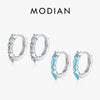 MODIAN Solid 925 Sterling Silver Circle Rhombus Turquoise Hoop Earrings Trendy Platinum Plated Ear Buckle For Women Fine Jewelry