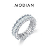MODIAN Solid 925 Sterling Silver Exquisite Luxury Emerald Cut High Grade Zirconia Ring For Women Wedding Engagement Fine Jewelry