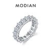 MODIAN Solid 925 Sterling Silver Exquisite Luxury Emerald Cut High Grade Zirconia Ring For Women Wedding Engagement Fine Jewelry