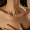 MODIAN Solid 925 Sterling Silver Rainbow Colorful Enamel Hearts Pendant Necklace Adjustable Link Chain For Women Fine Jewelry