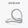 MODIAN Sparkling Clear Cubic Zirconia 925 Sterling Silver Cocktail Rings For Women Vintage Hyperbole Line Design Fine Jewelry