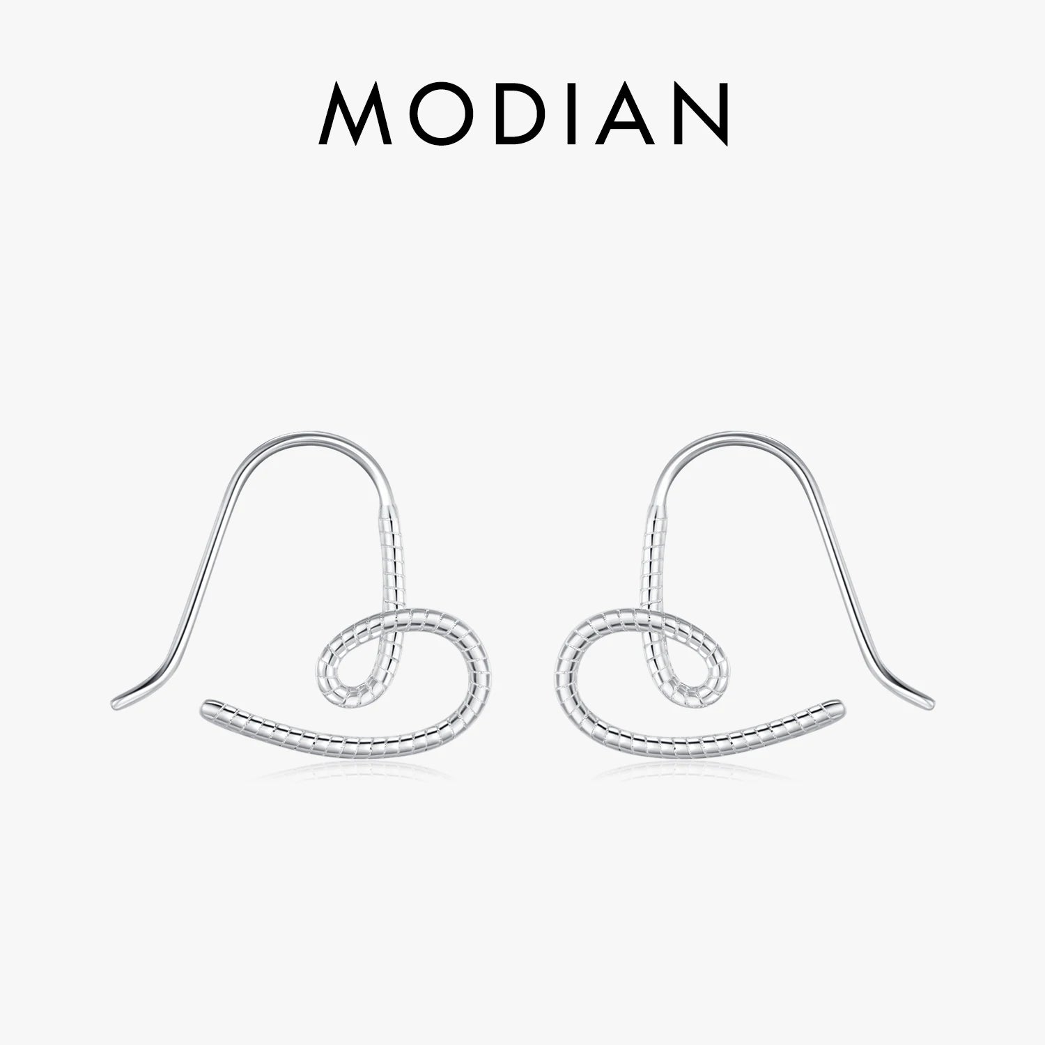 MODIAN Vintage Lines Heart Hoop Earrings 925 Sterling Silver Romantic Hearts Earrings Classic Wedding Jewelry For Women Grils