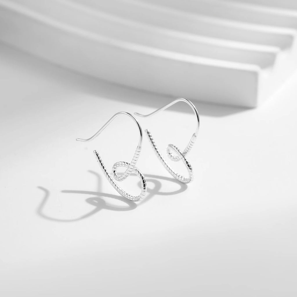 MODIAN Vintage Lines Heart Hoop Earrings 925 Sterling Silver Romantic Hearts Earrings Classic Wedding Jewelry For Women Grils