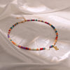 MOON GIRL Colorful Beads Initial Choker for Women Stainless Steel Letter Pendant Necklace  Shell Heart Boho Jewelry