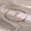MOON GIRL Colorful Beads Initial Choker for Women Stainless Steel Letter Pendant Necklace  Shell Heart Boho Jewelry