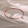 MOON GIRL Colorful Beads Initial Choker for Women Stainless Steel Letter Pendant Necklace  Shell Heart Boho Jewelry