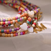 MOON GIRL Colorful Beads Initial Choker for Women Stainless Steel Letter Pendant Necklace  Shell Heart Boho Jewelry