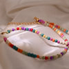 MOON GIRL Colorful Beads Initial Choker for Women Stainless Steel Letter Pendant Necklace  Shell Heart Boho Jewelry