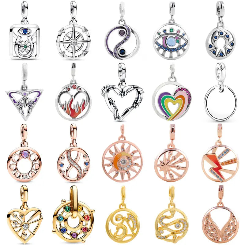 Me Tarot Card Compass Eye Moon Power Infinity Medallion Pendant Beads 925 Sterling Silver Charm Fit Popular Bracelet Diy Jewelry