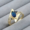 Milangirl  Ring Cross Inlaid Blue Red Rhinestone Female Ring Temperament Girl  Party Jewelry Gift Daily Wearable