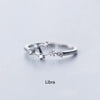 Minimalist Inlaid Cubic Zircon 12 Constellation Rings For Women Zodiac Sign Adjustable Finger Ring Simple Silver Color Jewelry