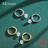 Modian 100% 925 Sterling Silver Classic Circle Sparkling Clear CZ Hoop Earrings For Women Luxury Wedding Statement Jewelry Arete