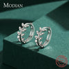 Modian 100% 925 Sterling Silver Lucky Simple Leaves Trendy Female Hoop Earrings Buckle For Women Wedding Statement Fine Jewelry