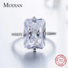 Modian 100% 925 Sterling Silver Rectangle 5A Clear Zircon Luxury Rings Anniversary Engagement Jewelry For Women Rings
