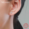 Modian 100% 925 Sterling Silver Simple Round Sparkling Clear CZ Tiny Small Stud Earrings For Women Wedding Jewelry Gift Brincos