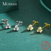 Modian 100% 925 Sterling Silver Simple Round Sparkling Clear CZ Tiny Small Stud Earrings For Women Wedding Jewelry Gift Brincos