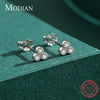 Modian 100% 925 Sterling Silver Simple Round Sparkling Clear CZ Tiny Small Stud Earrings For Women Wedding Jewelry Gift Brincos