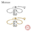 Modian 100% Real 925 Sterling Silver Oval Zirconia Female Finger Ring Adjustable Chain Link Rings For Women Wedding Jewelry Gift