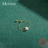 Modian 100% Real 925 Sterling Silver Oval Zirconia Female Finger Ring Adjustable Chain Link Rings For Women Wedding Jewelry Gift