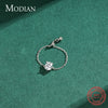 Modian 100% Real 925 Sterling Silver Oval Zirconia Female Finger Ring Adjustable Chain Link Rings For Women Wedding Jewelry Gift