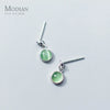 Modian 100% Real 925 Sterling Silver Round Green Opal Crystal Stud Earrings for Women Wedding Statement Jewelry Boucles